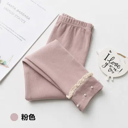 pink thin Леггинсы для девочек Теплые Детские утепленные штаны на осень-зиму хлопковые детские флисовые брюки для маленьких девочек леггинсы для малышей 100-150 - Цвет: pink thin