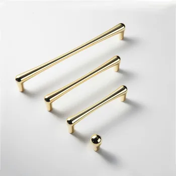 Bright Gold Cabinet Handles Drop Shape Solid Drawer Knobs Zinc Alloy Kitchen Cupboard Door Pulls Furniture Handle Hardware