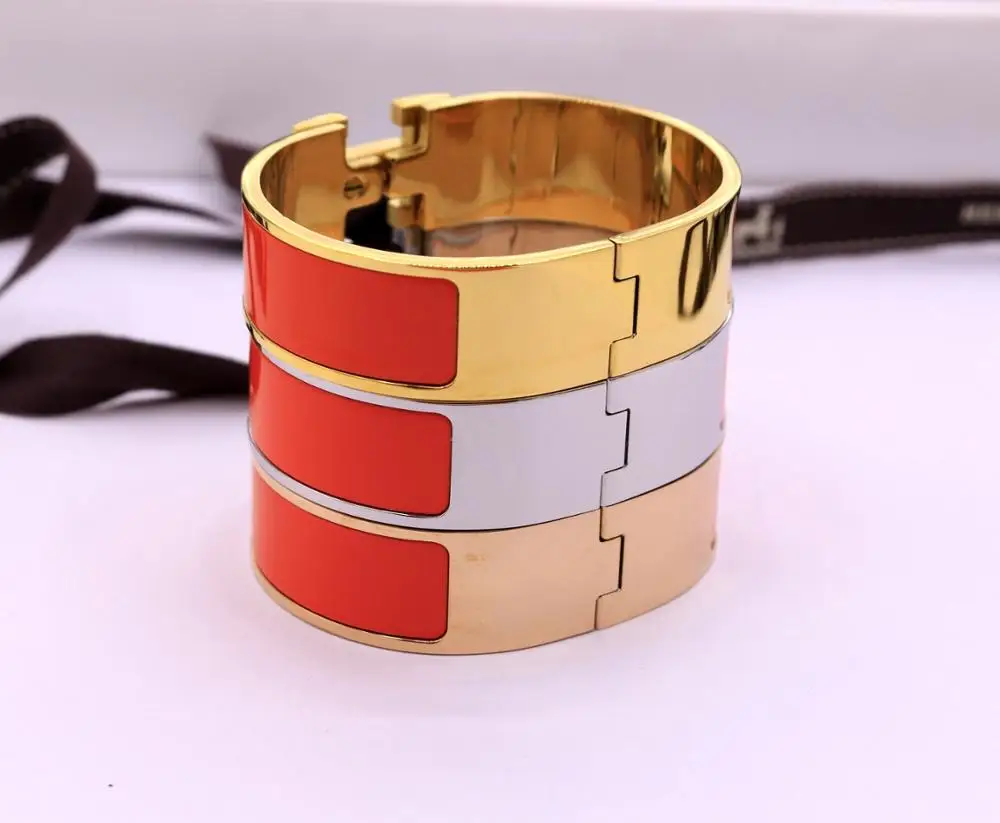 18MM version gold hot sale numbers and letters H classic bracelet rainbow H bracelets for man YF009TXK - Окраска металла: rose with orange