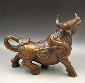 

Copper Statue Chinese Pure Bronze Copper Feng Shui wealth Money cow Art Statue