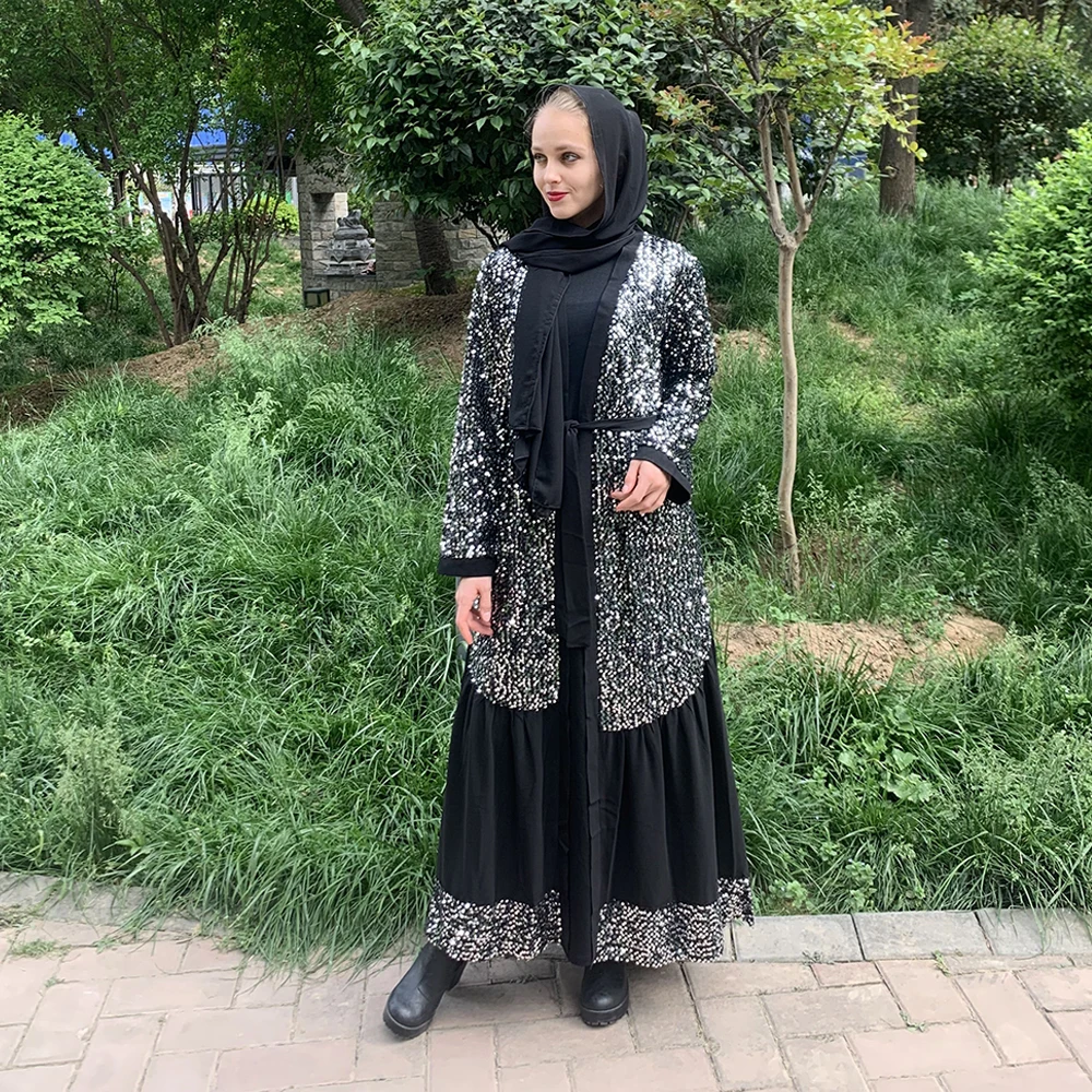 Black Eid Abaya Dubai Kaftan Kimono Cardigan Muslim Dress Abayas For Women Turkey Islam Clothing Robe Vetement Femme Musulmane |