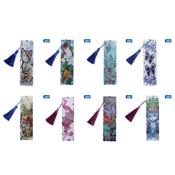 

5D DIY Special Shaped Diamond Painting Leather Bookmark Diamond Embroidery Craft Tassel Book Marks for Books New Year Gifts