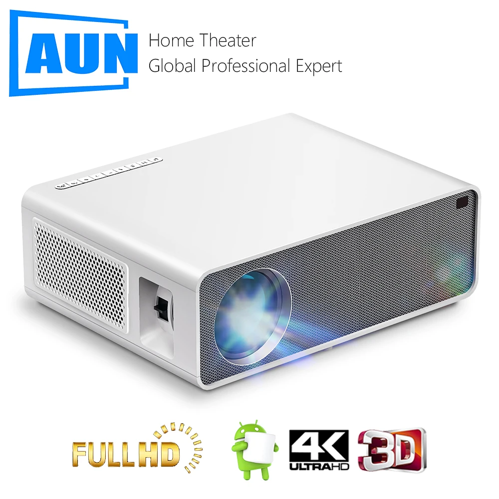 AUN Full HD Projector AKEY7Max Native 1080P 7500 Lumen 3D Home Cinema Support 4K Compatible with PC TV Box PS4