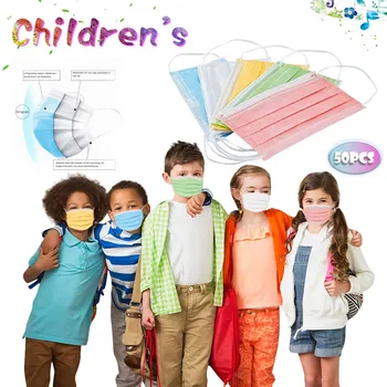 

50PCSChildren's Disposable Mask Boy And Girl Colorful Face Cover Mask For Children 3-Layer Mask Suitable For School Use masque