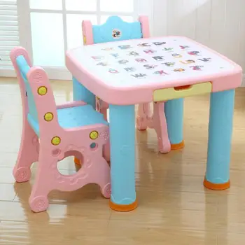 

256 Baby's Desk, Dining Table, Children's Desk And Chair Set, Kindergarten's Plastic Learning Desk, Chair, Toy Game Table