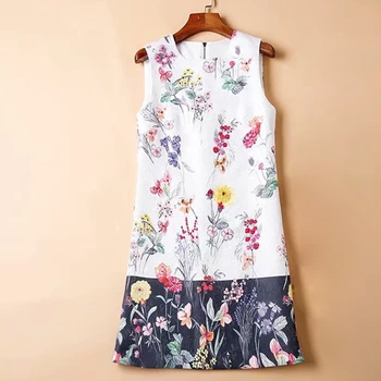 

HIGH QUALITY 2020 Newest Runway Dress Women's Sleeveless Charming Floral Print Tank Dress