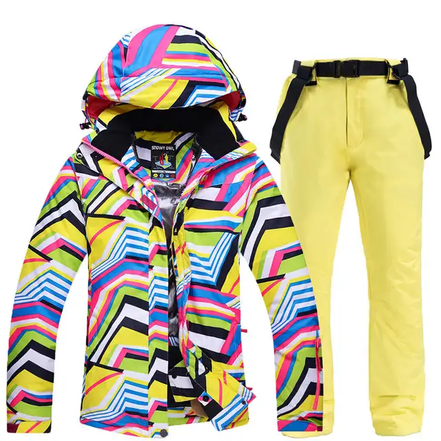 US $49.96 Cheap Zebra pattern Ski Suit Set Snowboarding Clothing Girls Wear Outdoor Sports Waterproof windpro