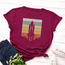 Plus Size S-5XL New Rocket Print T-shirt Women Shirts 100%Cotton O Neck Short Sleeve Tees Summer Women T Shirt Female TShirt