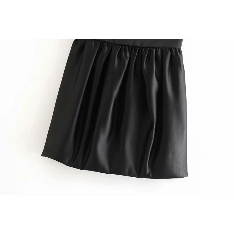 Шикарные черные юбки женские атласные сзади мини-юбка на молнии faldas mujer moda Мода ropa mujer