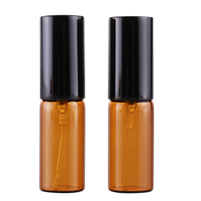 50pcs/lot 5Ml Amber Portable Empty Cosmetic Case Travel Spray Bottle Perfume For Gift Sample Mini Bottle Parfum Makeup Containrs