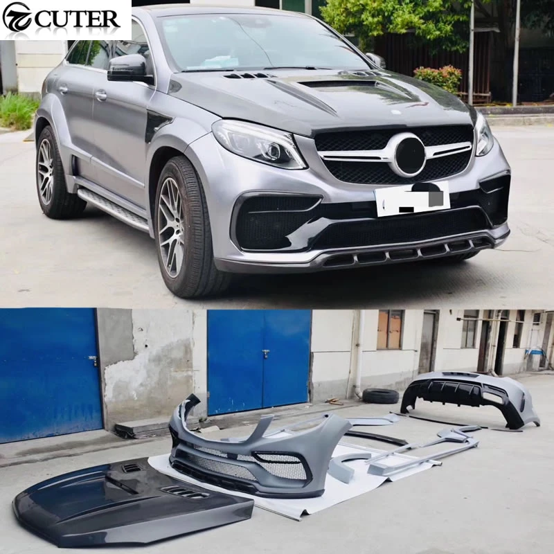 W292 GLE Coupe GLE63 TC стиль широкий автомобильный комплект кузова из углеродного волокна PP передний бампер задний бампер капот двигателя для Benz W292 GLE Coupe