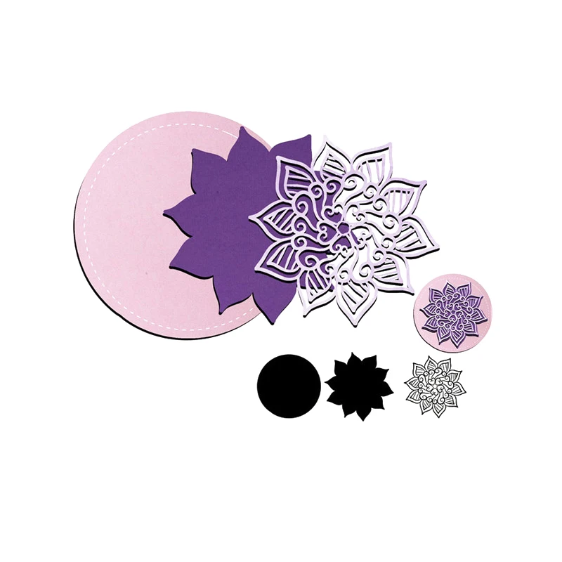 

YaMinSanNiO Flower Die Circle Metal Cutting Dies for Card Making Scrapbooking Card Album Embossing Die Cut New Template Stencils