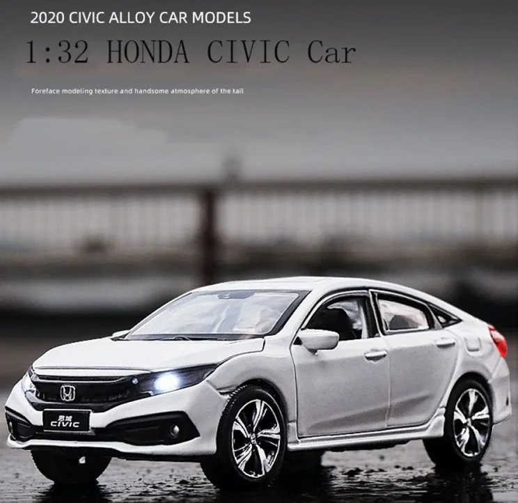 Alloy Model Car 1:32 Diecast Miniature Honda Civic Sedan Simulation Metal  Vehicle Collection for Children's Gift Kids Toys Boys