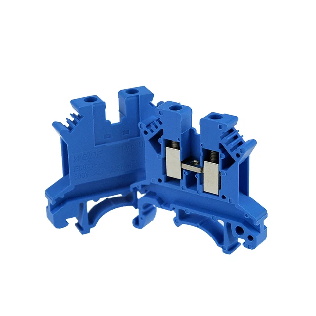10Pcs Din Rail Terminal Block UK-2.5B Wire Electrical Conductor Universal Connector Screw Connection Terminal Strip Block UK2.5 Blue