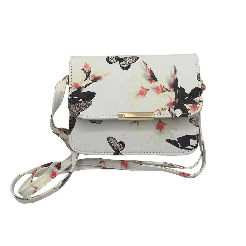Женская кожаная сумка на плечо с цветочным принтом, сумка-портфель, Ретро стиль, сумка-мессенджер, известный дизайнер, клатч, сумки через плечо, черная, белая - Цвет: White