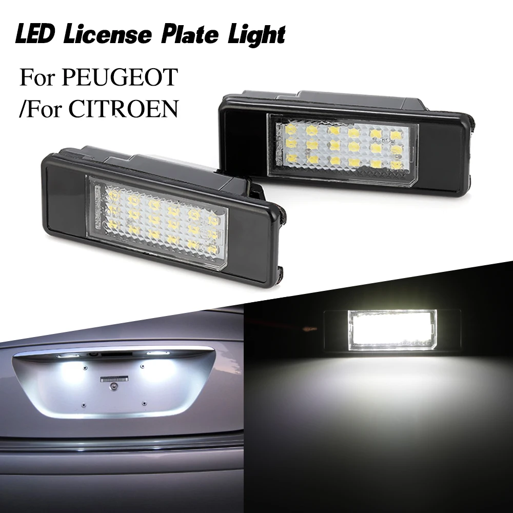 

2PCS LED License Plate Lights car number plate lamp Bulbs tail Luces for PEUGEOT 106 207 307 308 406 407 for CITROEN C2 C3 C4 c5