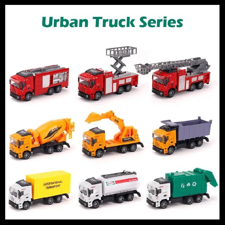 

1:50 City alloy simulation truck toys Fire truck sanitation vehicle Gift children Back force function Warrior машинки игрушки