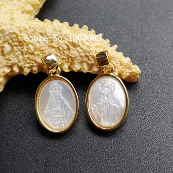 

10pcs/lot 10x15mm Natural Virgin of Valley Mother Pearl Shell Pendant lady of Grace Pearl Shell MOP Charms for Necklace