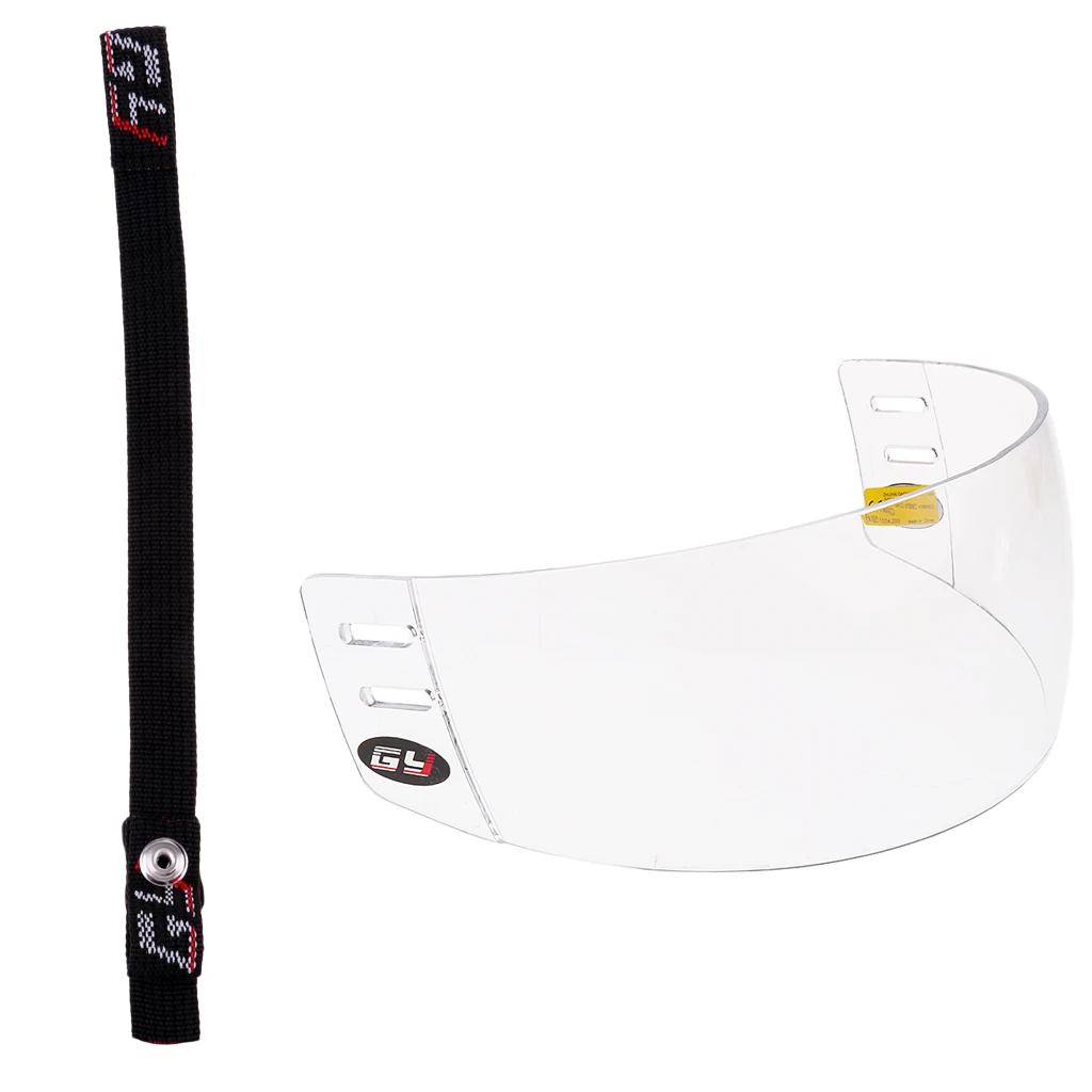

CE Certification Anti-scratch Anti-fog Coating Ice Hockey Visor Face Shield with Helmet Chin Strap and Mounting Hardware