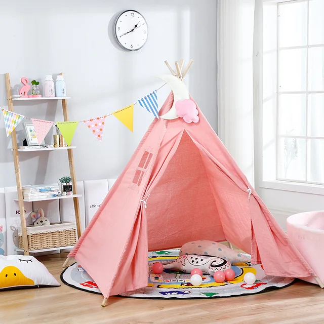 Kids Tent Teepee Tent For Children  Portable Tipi Infantil House For Girl Cabana Boy  Tents Decoration Carpet LED Lights 5