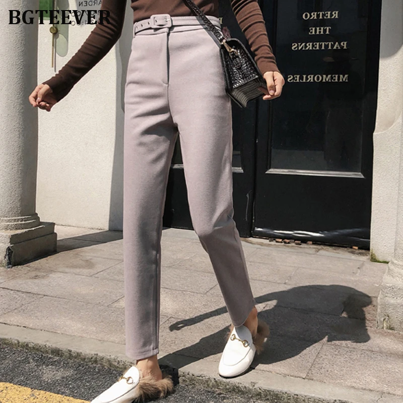 BGTEEVER офисные женские утепленные брюки с высокой талией узкие 2019 зимние