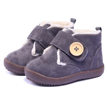 

Children's cotton shoes Winter plus velvet warm button snow boots non-slip soft bottom boys and girls Hook&Loop cotton shoes