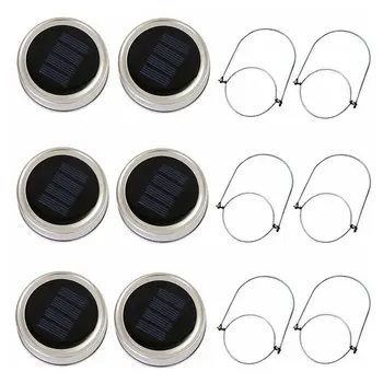 

6 Solar Lights with Hanging Glass Jar Lid 20 LED String Lights Solar Lanterns 6 Hangers and Jars Included Garden Decor
