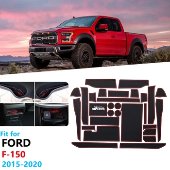 

Anti-Slip Rubber Gate Slot Cup Mat for Ford F150 F-150 Raptor F Series 2015~2019 Cushion Door Groove Mat Car Accessories 2018