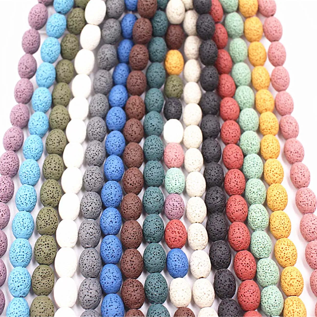 

Wholesale Natural Lava Loose Beads,9x10mm 15 Color Volcanic Rock Lava Oval Beads.DIY Hand made Fine jewelry gem Beads Accessory