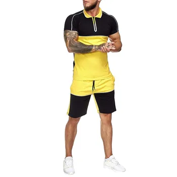 

Mens Sets Two Piece Summer Short Sleeve T-shirts Tops Loose Shorts Thin Sets Stripe Color Sportswear Mens Sets Male Tracksuit