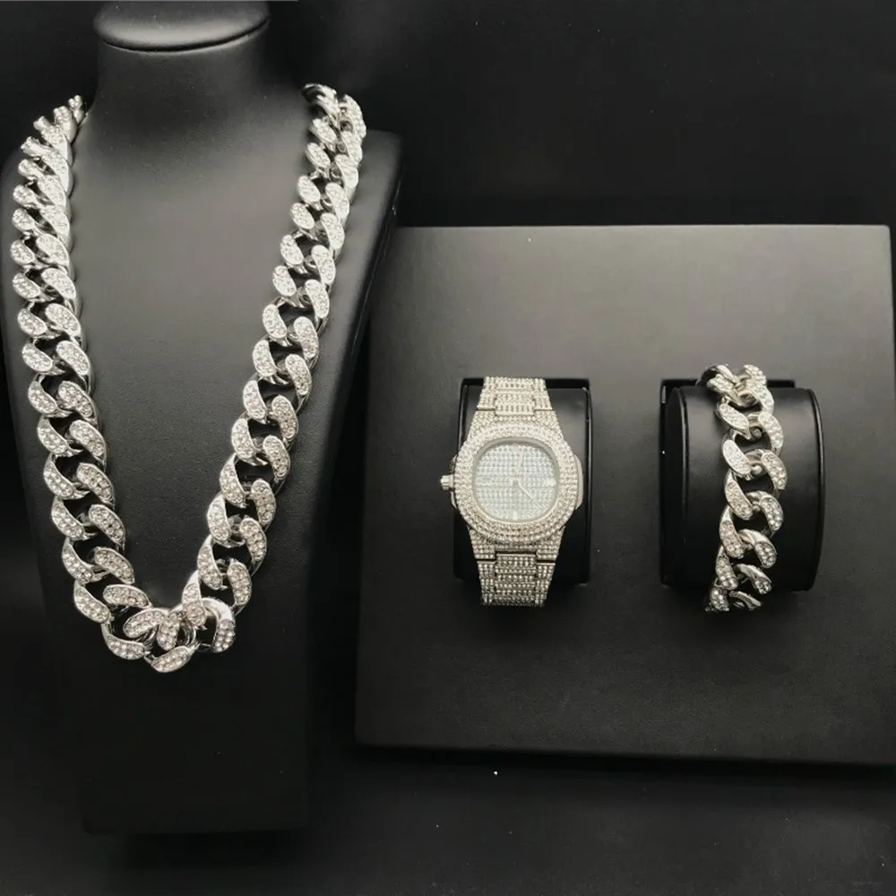 Hip-Hop-Gold-Color-Watch-Crystal-Miami-Ice-Out-Cuban-Chain-Gold-Silver-Men-Watch-amp_副本