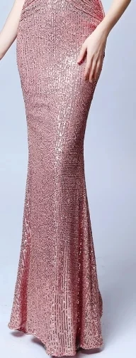 Вечерние платья с v-образным вырезом, блестящее вечернее платье с блестками Merimaid, K047, элегантное платье с коротким рукавом, голубое длинное вечернее платье русалки - Цвет: Розовый