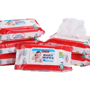 

80Pcs/Bag Portable Skin Friendly Infant Baby Unscented Wet Wipes with Lid Tissue Hand Sanitizing Paper Towels