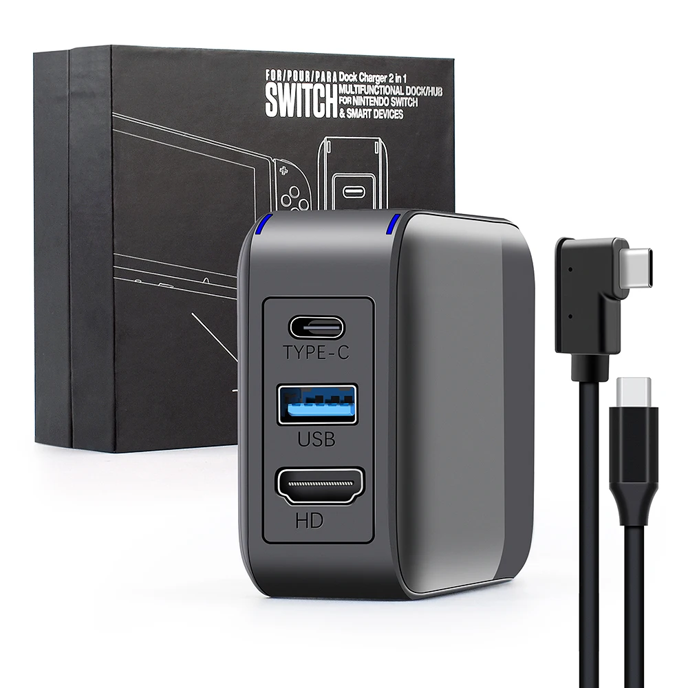 

2 in 1 Multifunctional Charging Docking Station LED USB 3.1 AC Adapter With 65W HD Type-C Cable For Nintendo Switch / IPAD Pro