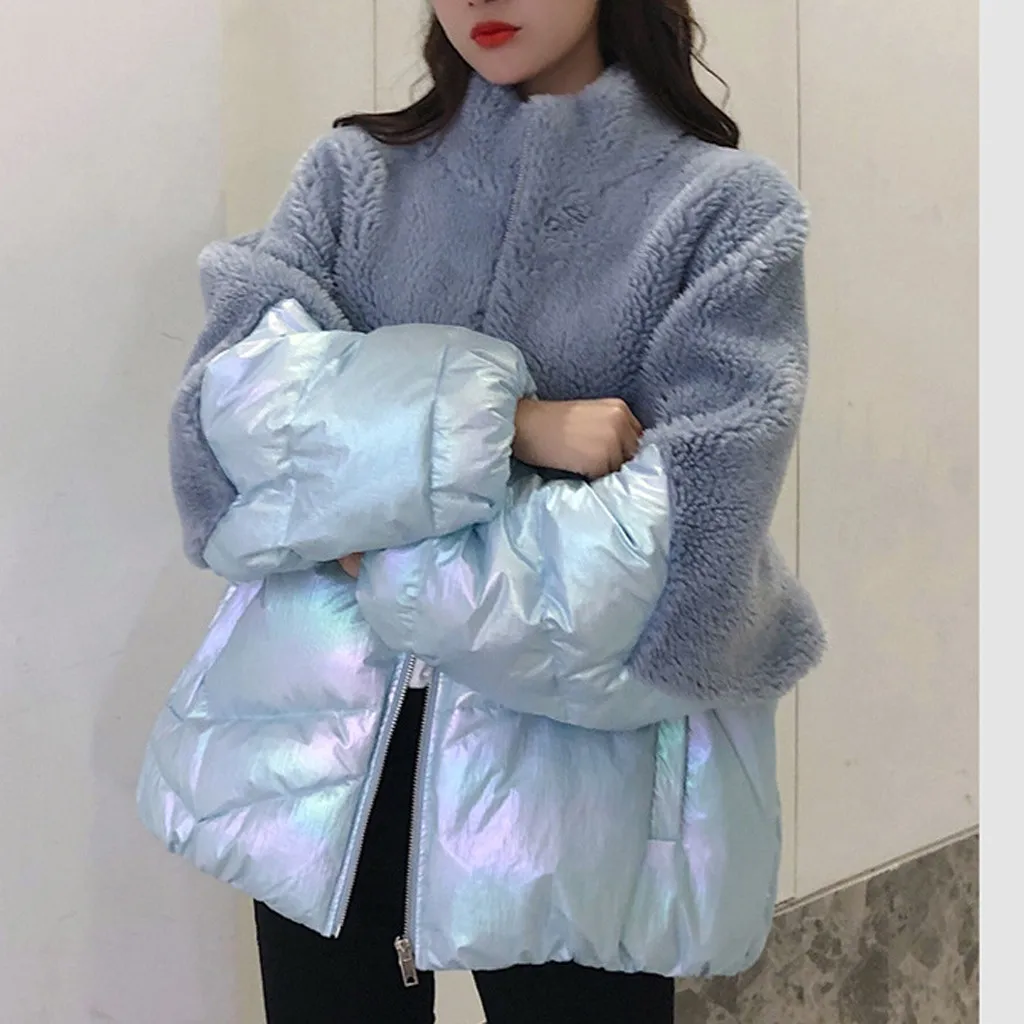 Blue Chaqueta mujer,, модная уличная куртка для женщин, имитация ягненка, комбинированная куртка, пальто, теплое, с длинным рукавом, пальто, куртка женска - Цвет: Blue