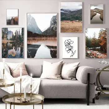 

Scandinavia Poster Natural Scenery Canvas Print Landscape Posters Forest Wall Painting Nordic Wall Pictures Living Room Decor
