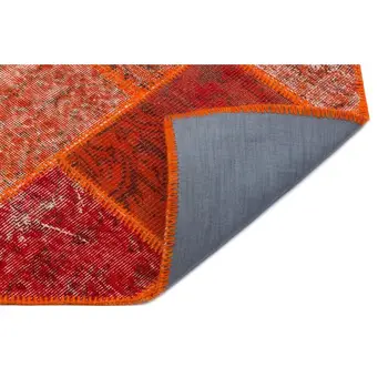 

Handmade Orange Vintage Overdyed Patchwork Area Rug 160x230 Cm-5'3''X7'7''