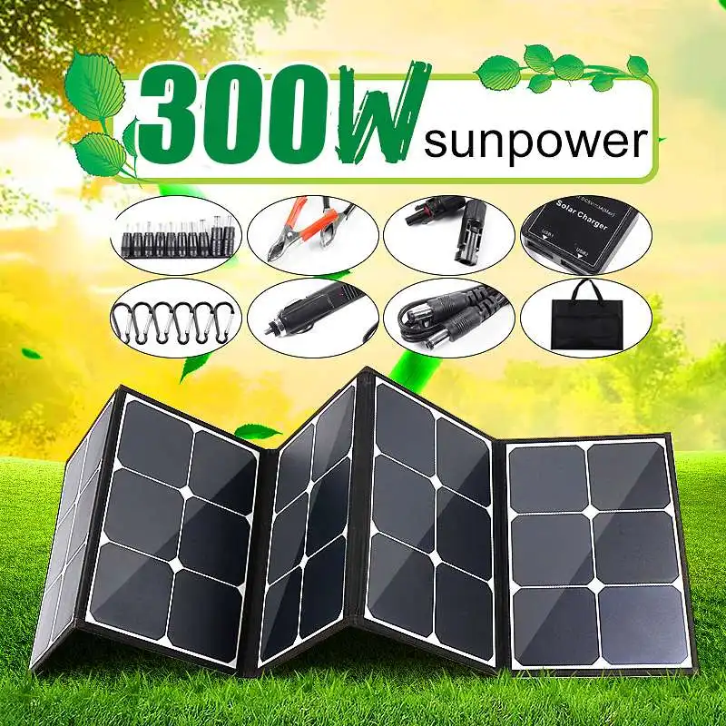 LEORY 300W Гибкая Панели солнечные 12V Портативный на открытом воздухе складной Панели солнечные для кемпинга/Лодка на колесах/зарядное устройство для путешествий/дома автомобиля Панели солнечные комплекты