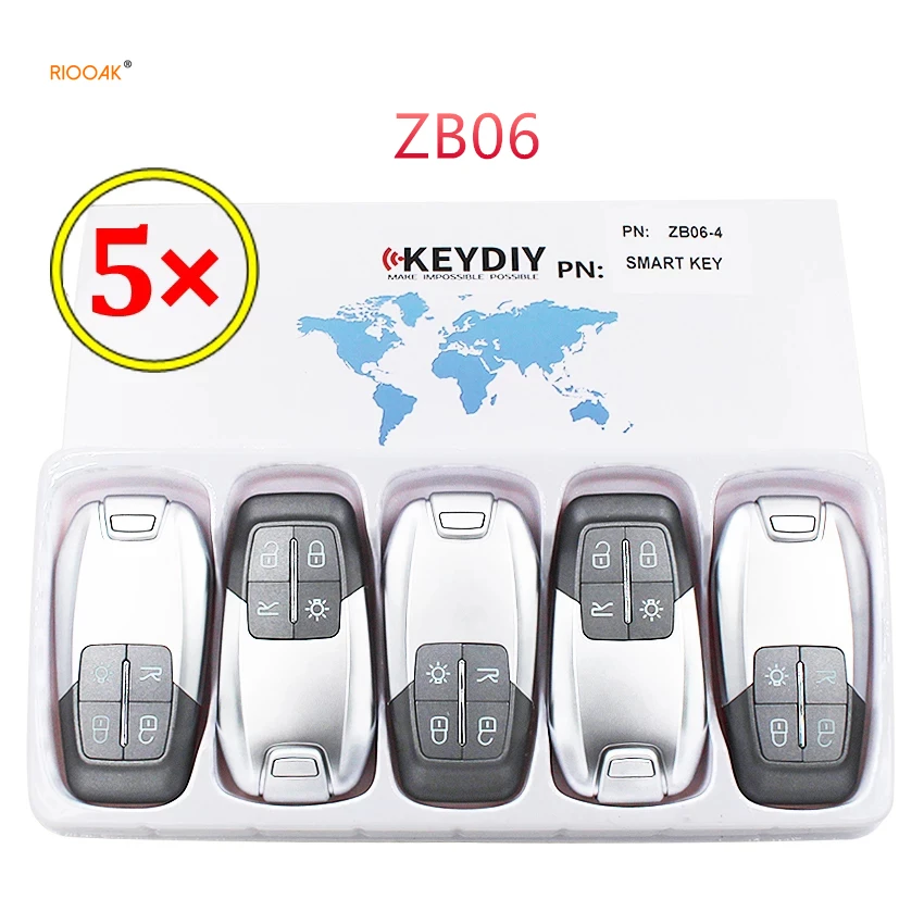 RIOOAK 5PCS/LOT Universal Smart Key ZB06 for KD-X2/KD900/KD200/URG200/KD MINI key programmer For honda civic  ford focus fusion