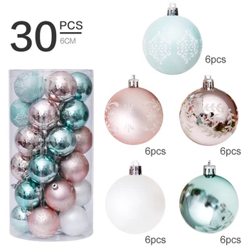 

30pcs/set Celebration Bauble Hanging Crafts Home Tree Decor Holiday Hotel Ornament Wedding Party Shatterproof Christmas Ball DIY
