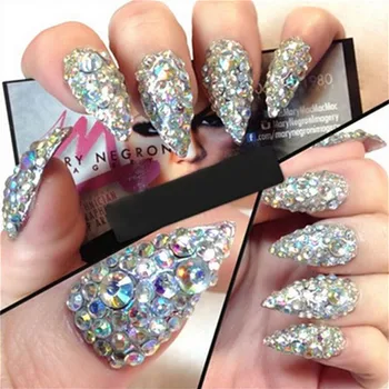 Ceny AACAR 1 Box Tipsy Akrylowe Sztuki Dżetów Brokat Diament Dekoracji Klejnoty 3D Porady Dla żel UV Telefon Laptop DIY Paznokci Narzędzia