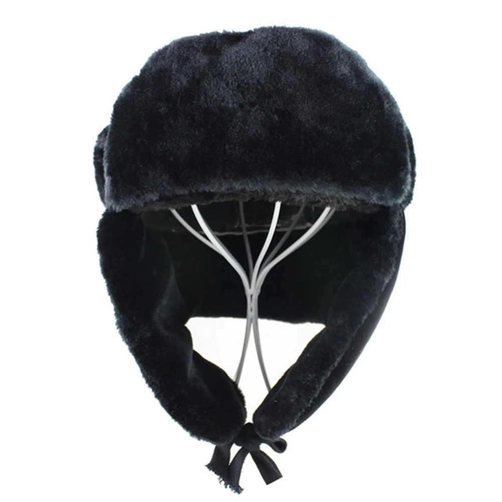 Unisex Star Badge Soviet Hat Warm Windproof Lace Up Outdoor Earflap Snow Cap Soviet Army Badge Faux Rabbit Fur Earflap Snow Caps