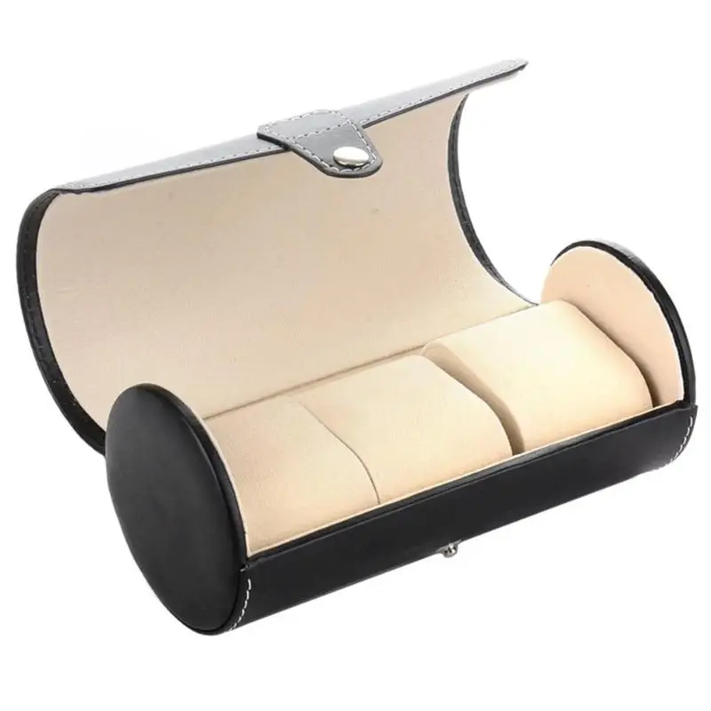 

Luxury Watch Display Gift Box Case Roll 3 Slot Wristwatch Necklace Bracelet Jewelry PU Leather Box Storage Case Rings Organizer