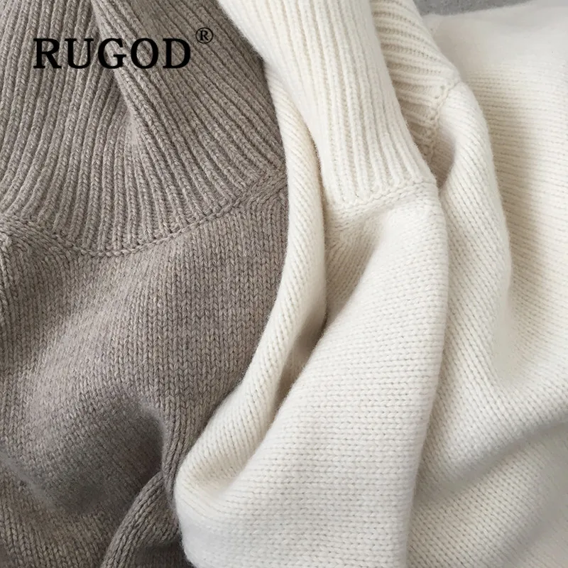RUGOD, корейский стиль, стиль, шикарный пуловер с высоким воротом, Одноцветный шерстяной свитер для женщин, Элегантные зимние топы для женщин, мода