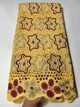 

Swiss lace fabric yellow stone embroidery African lace fabrics 100% cotton Swiss voile lace in Switzerland With stones FYIN1218