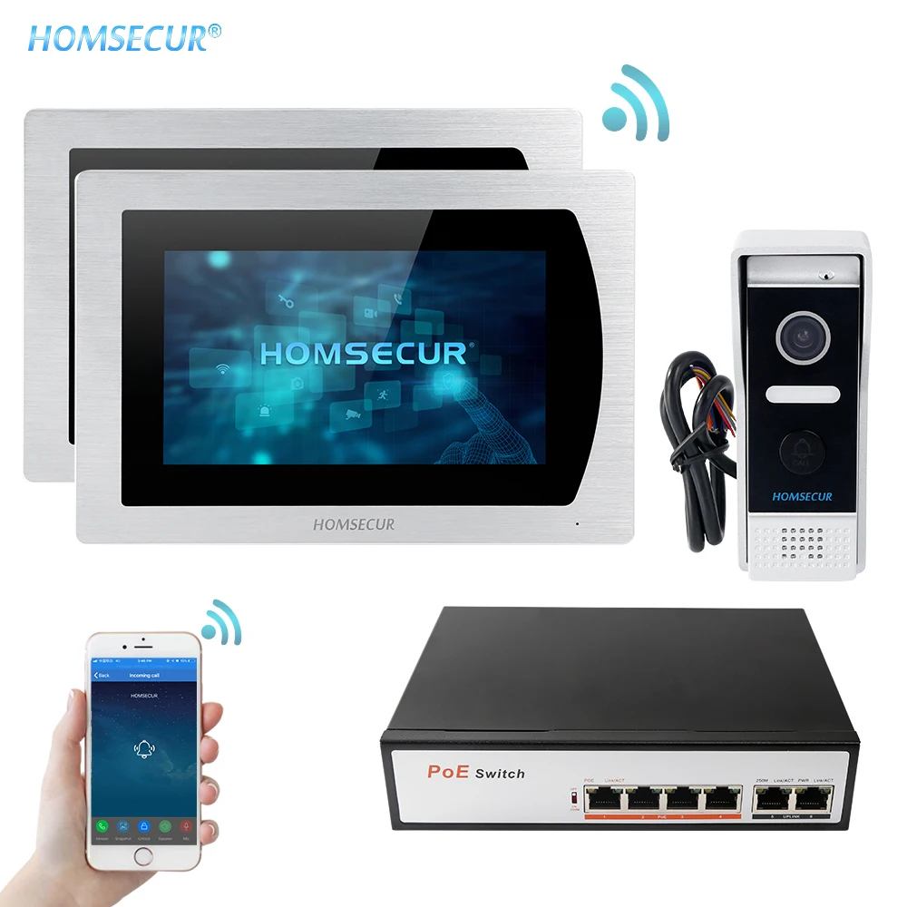cheap HOMSECUR 7 #039; #039; Touch Screen WIFI IP Video Door Phone Video Intercom Doorbell Apartment Motion Detection Android iOS POE Switch