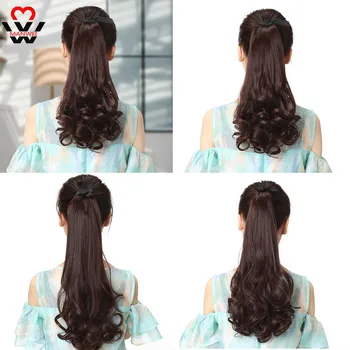 

MANWEISynthetic Long curls Girdle Ponytail Clip in Hair Extensions Pony Tail Hairpiece Black Brown Blonde Heat Resistant Women