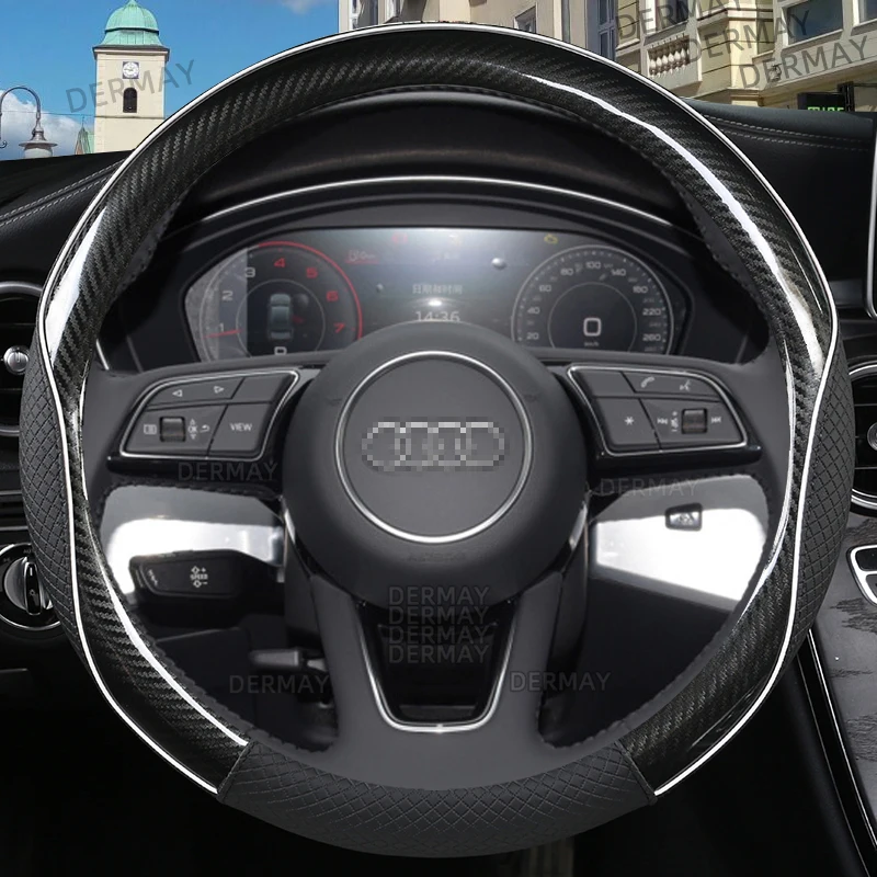 for Audi A4 B5 B6 B7 B8 B9 1994~2022 Car Steering Wheel Cover Microfiber Leather+Carbon Fiber High Quality Auto Accessories