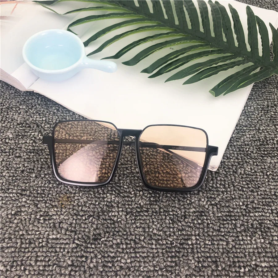 Vintage Sunglasses Women Brand Designer Oversized Sun Glasses Shades Large Black Lens Glasses UV Fashion Men Driving Eyewear NX - Цвет линз: black orange