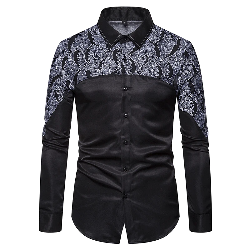 

Long Sleeve Men's Shirt New Tops Men's Free Iron Casual British Style Stitching Lapel Shirt Casual Fashion Shirt